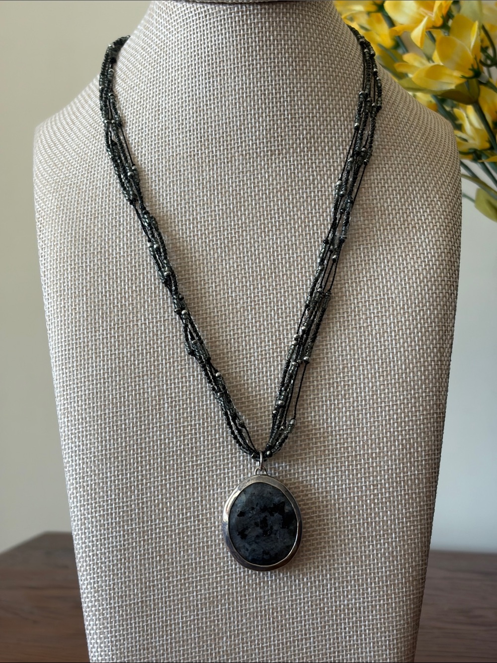 Silpada 925 Sterling “Stormy Night” Gray Feldspar  Necklace